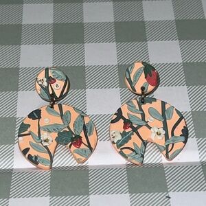 Peach Floral Drop Earrings